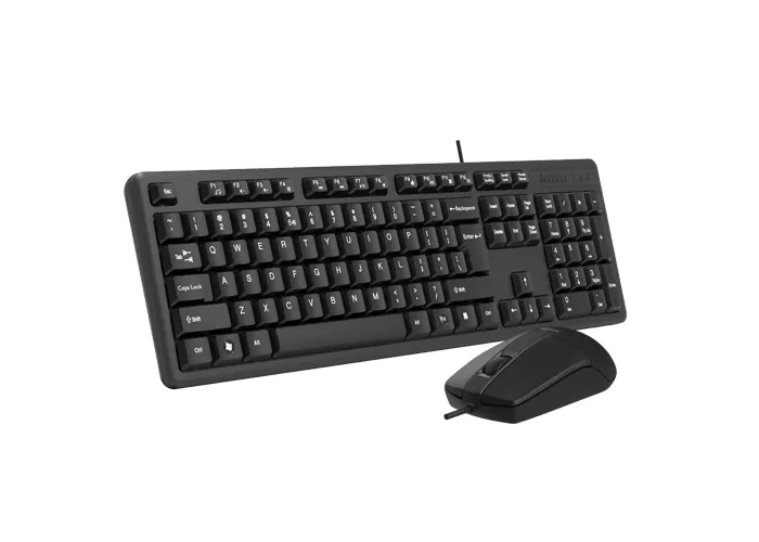 Keyboard & Mouse A4Tech KK-3330, Laser Engraving, Splash Proof, Fn keys, Black, USB