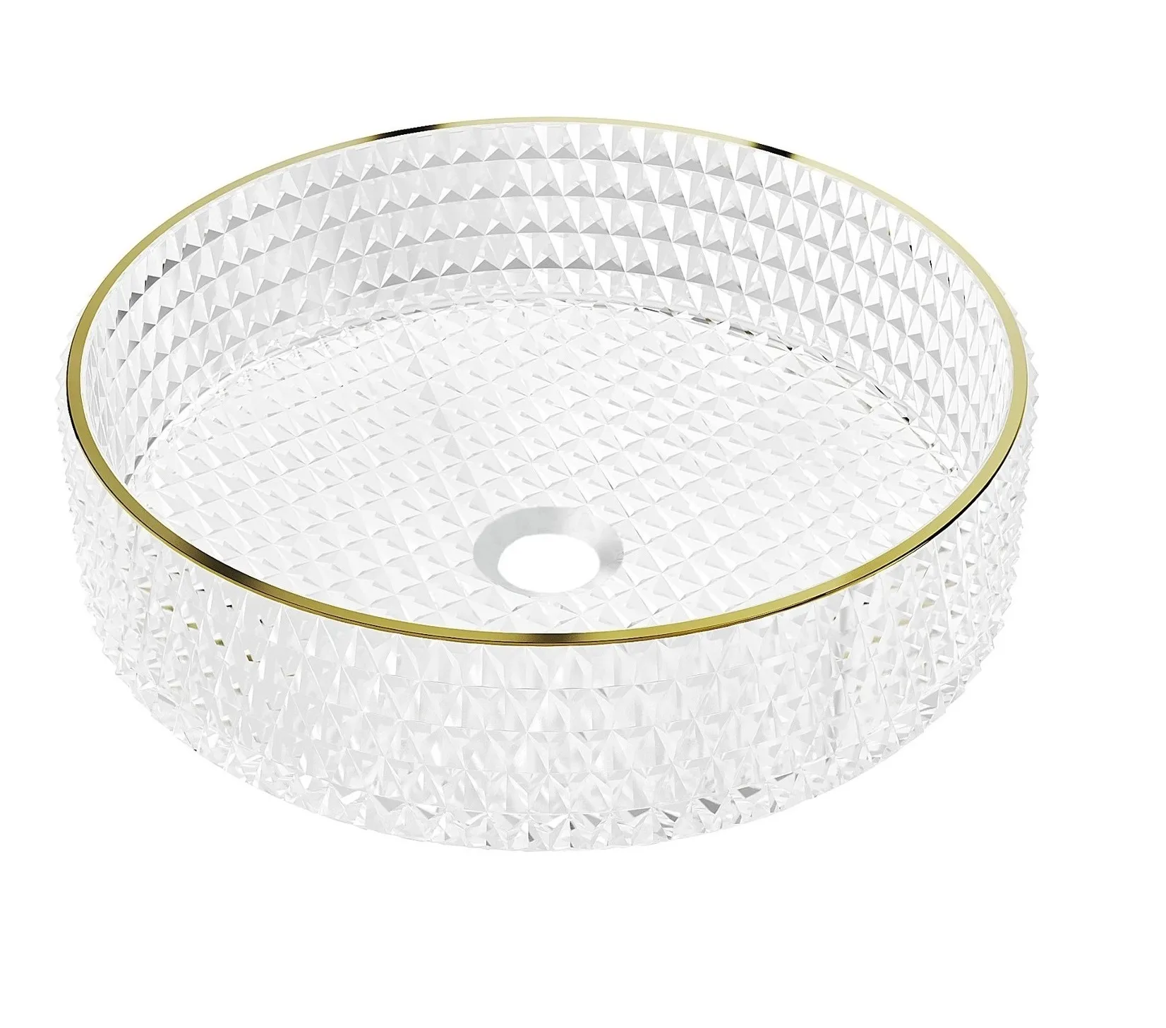 Lavoar din sticla securizata SanDonna Mira Rotund (Transparent-Auriu)