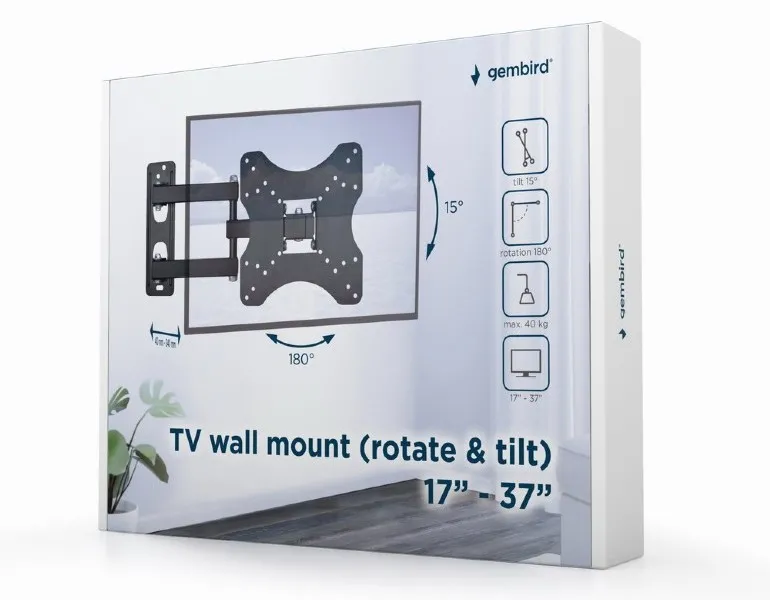 Suport TV de perete  Gembird WM-37RT-01, Negru