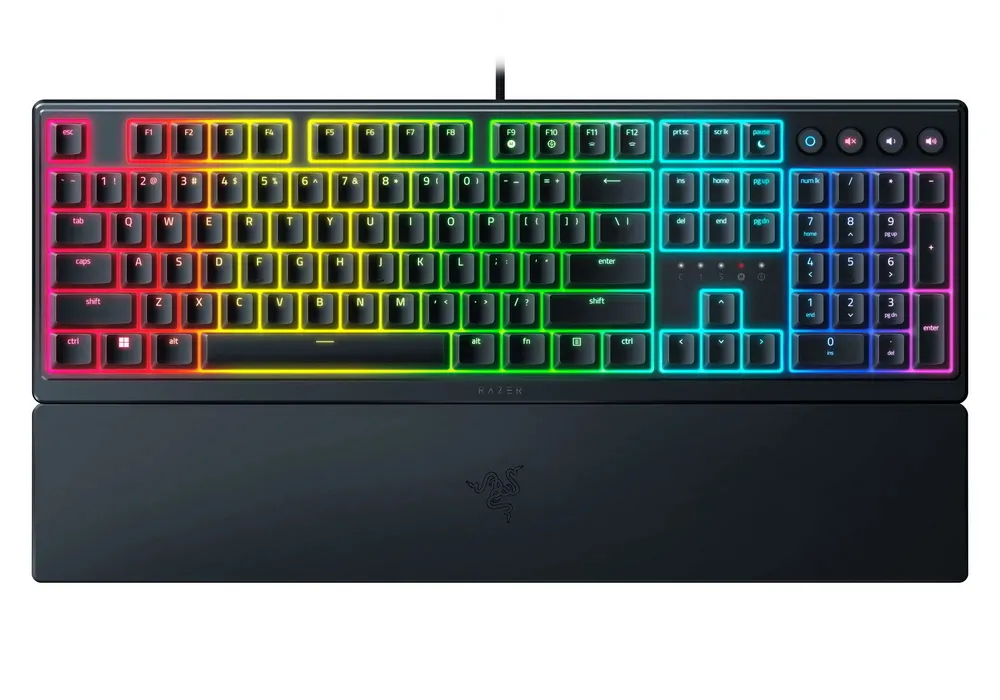 Gaming Keyboard Razer Ornata V3, Silent Membrane Switches, Low-profile Keys, RGB, US Layout, USB 