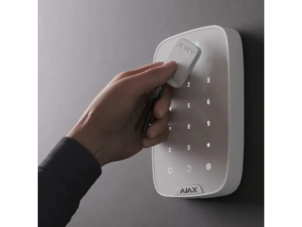 Tastatură tactilă fără fir Ajax KeyPad Plus, Alb