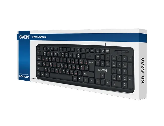 Tastatură SVEN KB-S230, Cu fir, Negru