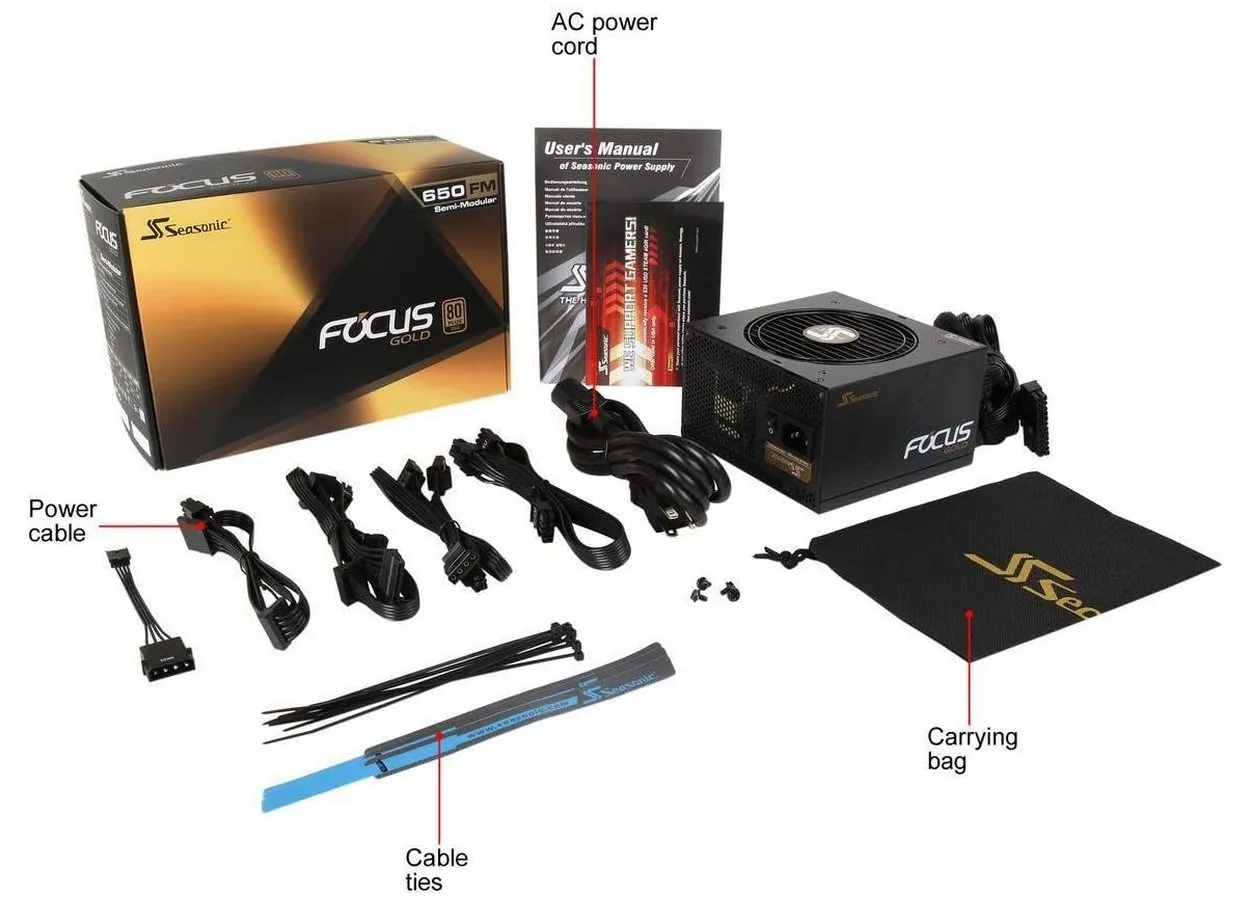 Блок питания для компьютеров Seasonic Focus GM, 650Вт, ATX, Полумодульный