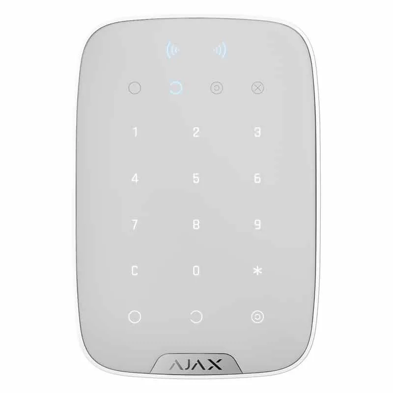 Tastatură tactilă fără fir Ajax KeyPad Plus, Alb