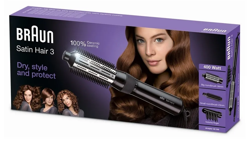 Фен-щётка Braun Satin Hair 3 AS330, 400 Вт, Чёрный