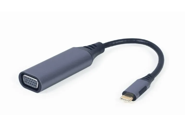 Adaptor Video Cablexpert A-USB3C-VGA-01, USB Type-C (M) - VGA D-Sub (F), 0,15m, Gri