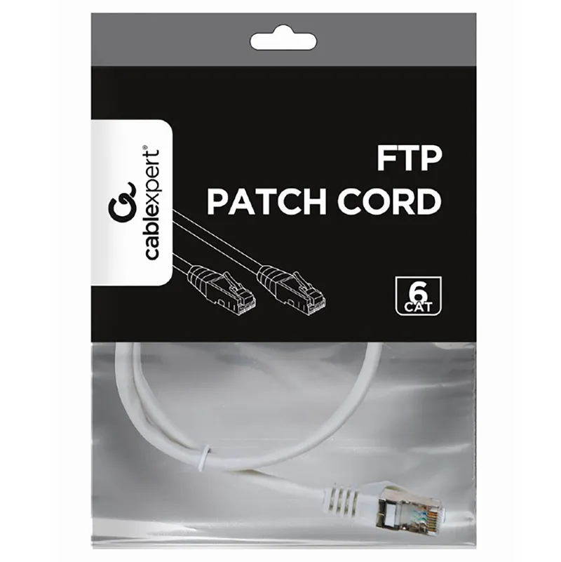 Patch cord Cablexpert PP6-0.5M/W, Cat6 FTP , 0,5m, Alb
