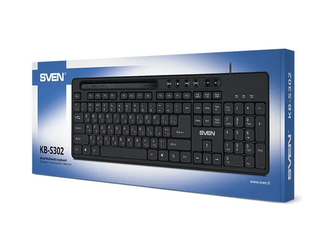 Tastatură SVEN KB-S302, Cu fir, Negru