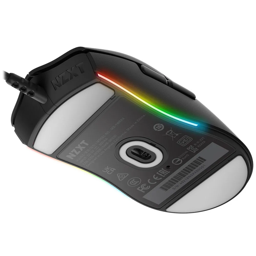 Gaming Mouse NZXT Lift, up to16k dpi, PixArt 3389, 6 buttons, Omron SW, RGB, 67g, 2m, USB, Black
