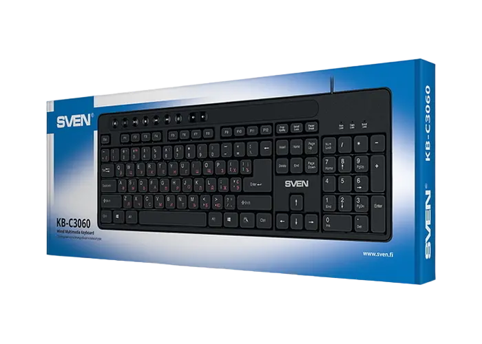 Tastatură SVEN KB-C3060, Cu fir, Negru