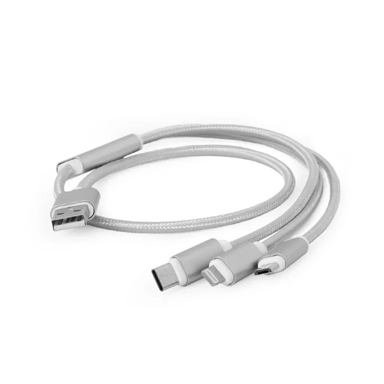 Cablu încărcare și sincronizare Cablexpert CC-USB2-AM31-1M-G, USB Type-A/Micro USB, Type-C, Lighting, 1m, Alb