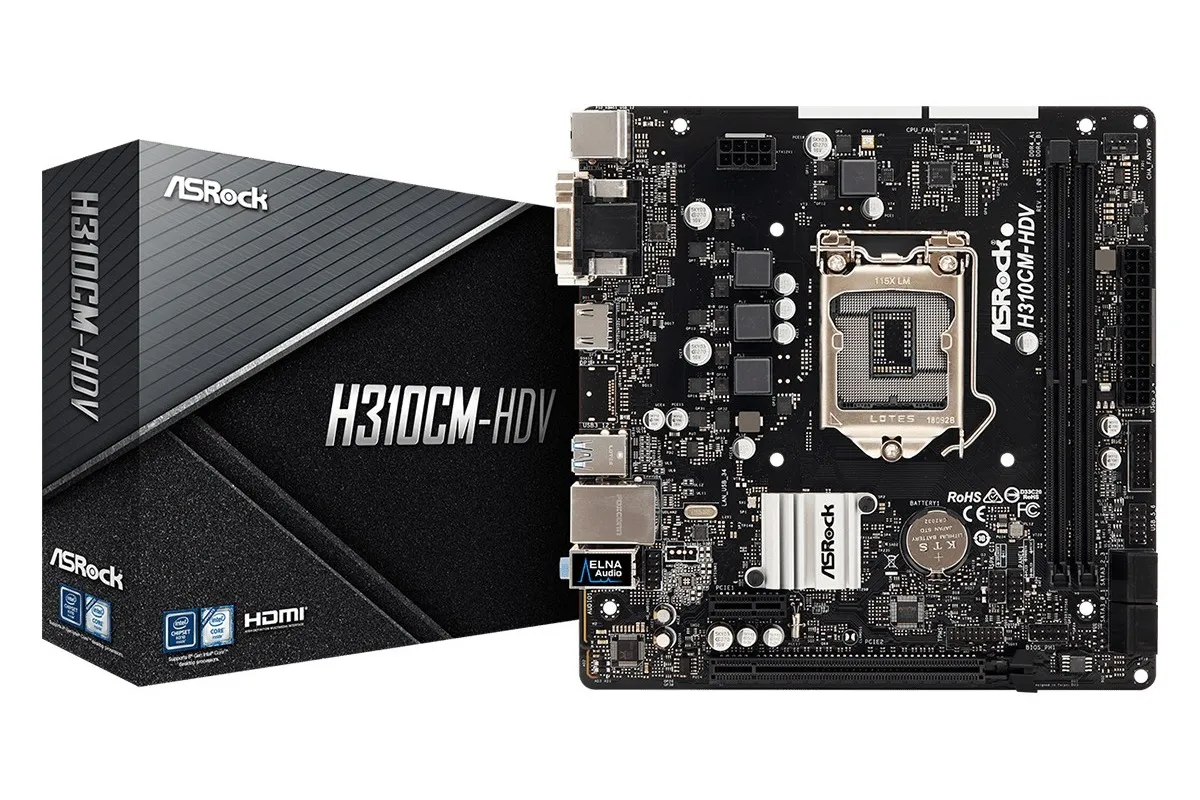 Материнская плата ASRock H310CM-HDV, LGA1151, Intel H310, Micro-ATX