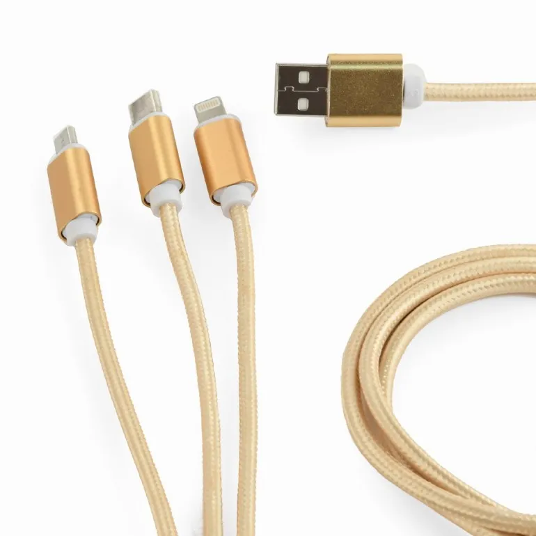 Cablu încărcare și sincronizare Cablexpert CC-USB2-AM31-1M-G, USB Type-A/Micro USB, Type-C, Lighting, 1m, Alb