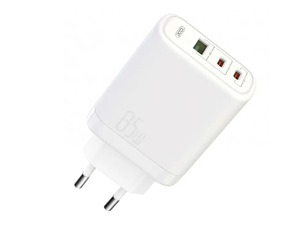 Wall Charger XO, Type-C PD65W/USB-A QC45W fast charger, 65W, CE04A, white