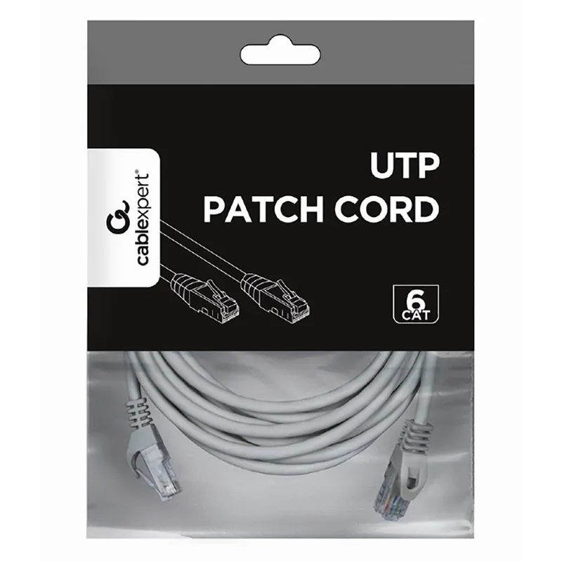 Patch cord Cablexpert PP6U-5M, Cat6 UTP, 5m, Gri