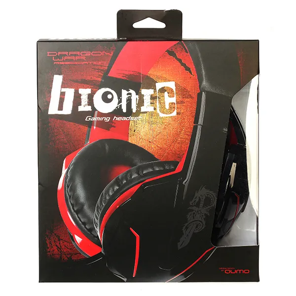 Căști gaming QUMO Bionic, Cu fir, Negru/Roșu