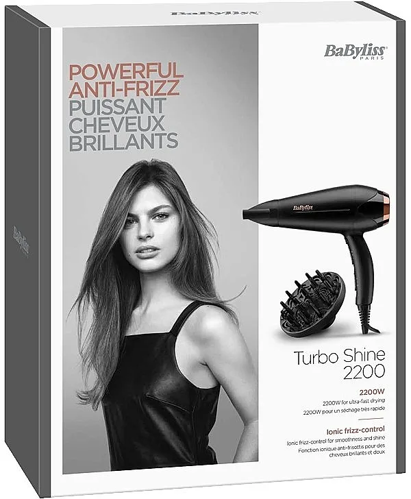 Фен BaByliss Turbo Shine D570DE, 2200 Вт, Чёрный