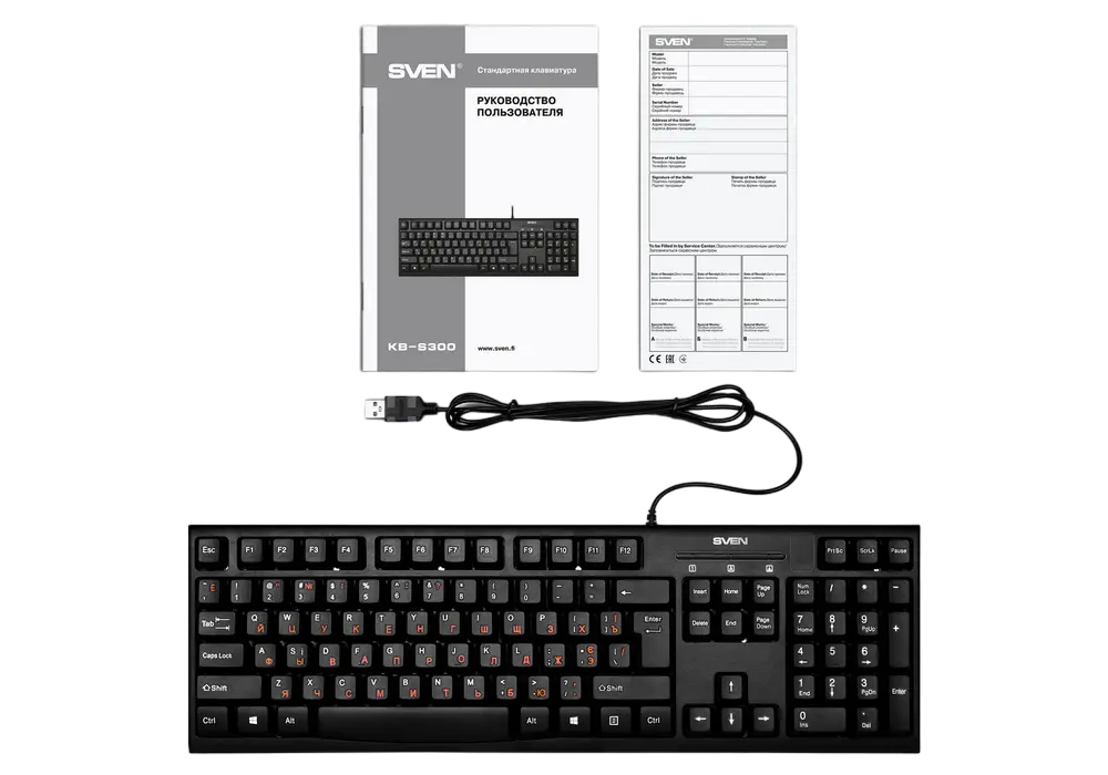 Tastatură SVEN KB-S300, Cu fir, Negru