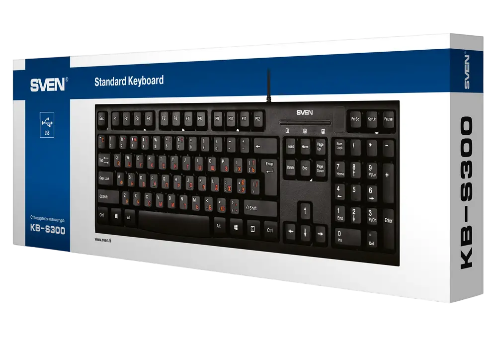 Tastatură SVEN KB-S300, Cu fir, Negru