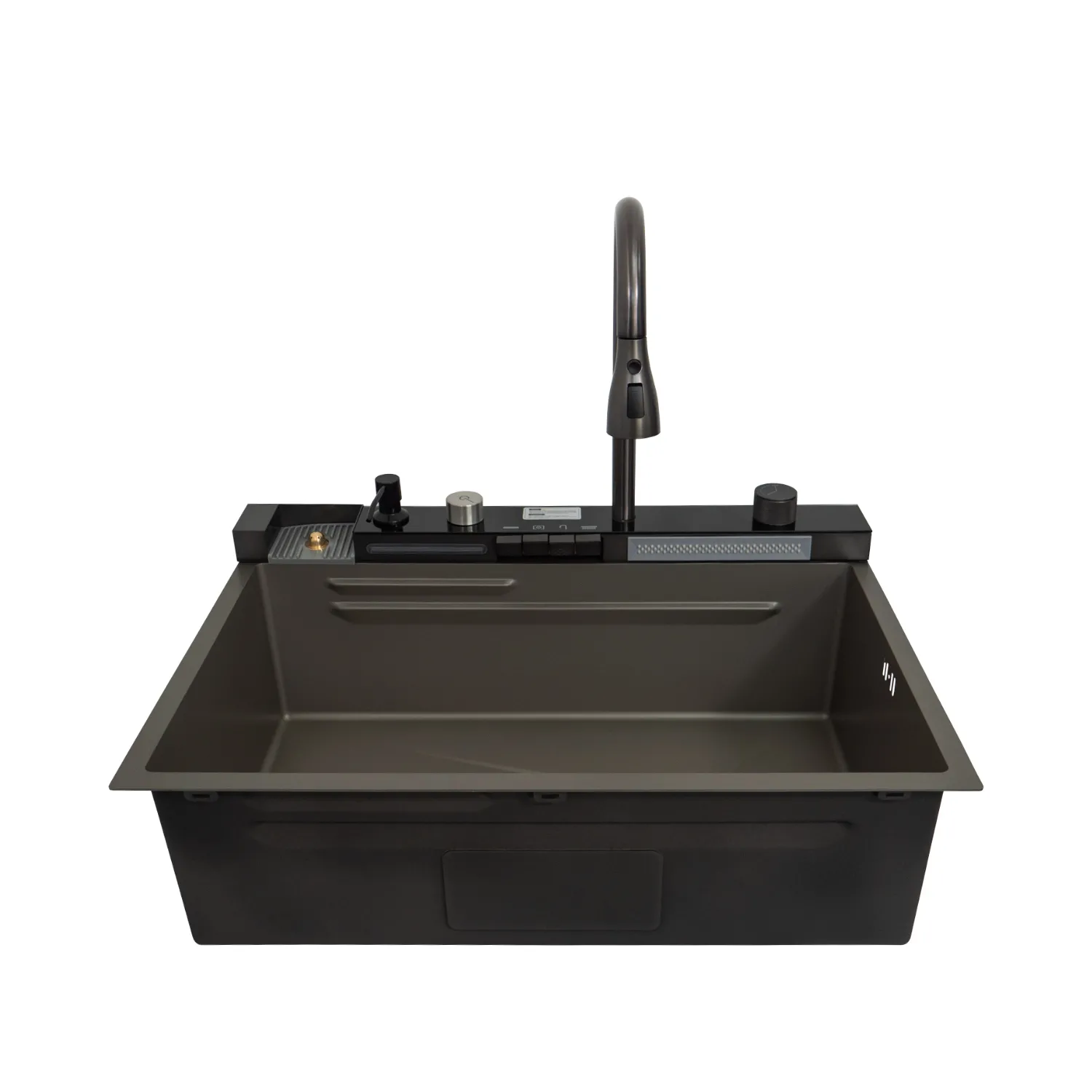 Chiuveta handmade SanDonna HD7550 Negru cu robinet cascadă reglabil