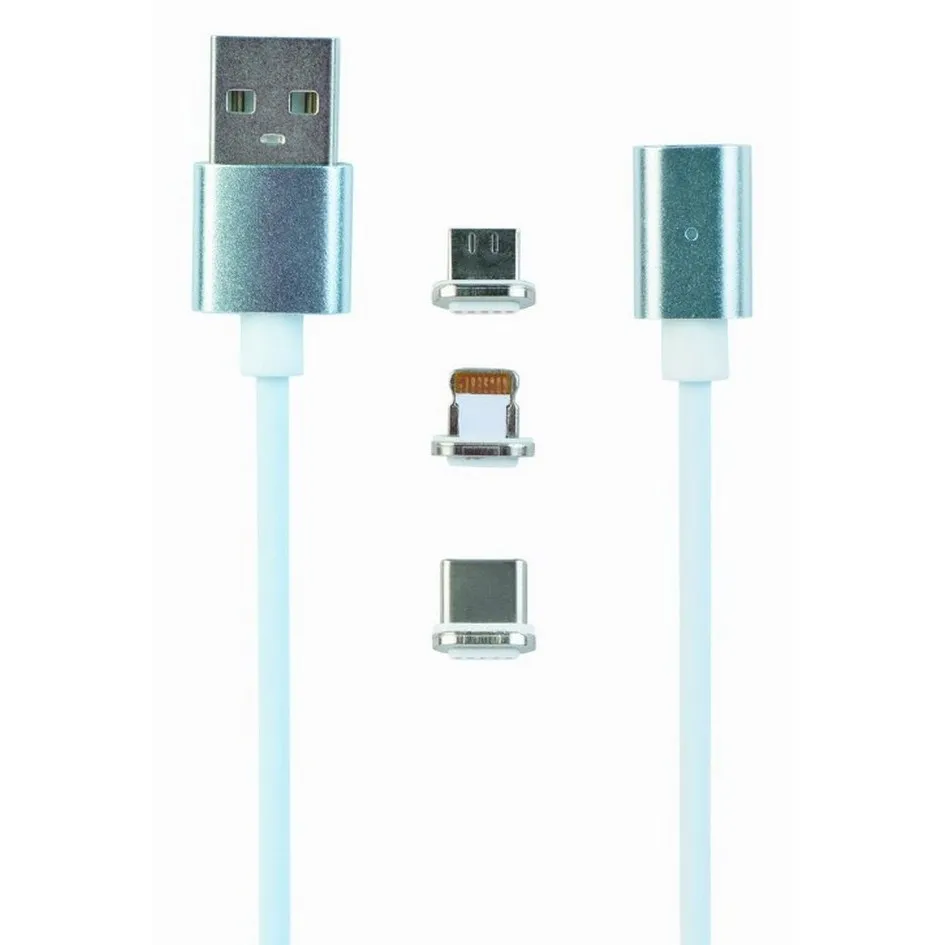 Адаптер для USB-кабеля Cablexpert CC-USB2-AMLM31-1M, USB Type-A/Micro USB, Type-C, Lighting, 1м, Серебристый