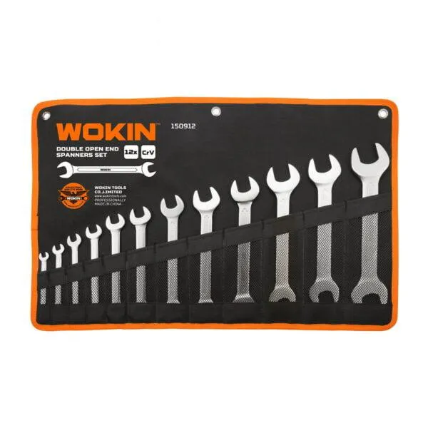 Set de 12 chei duble cu cap deschis Cr-V WOKIN 6-32 mm (Industrial)