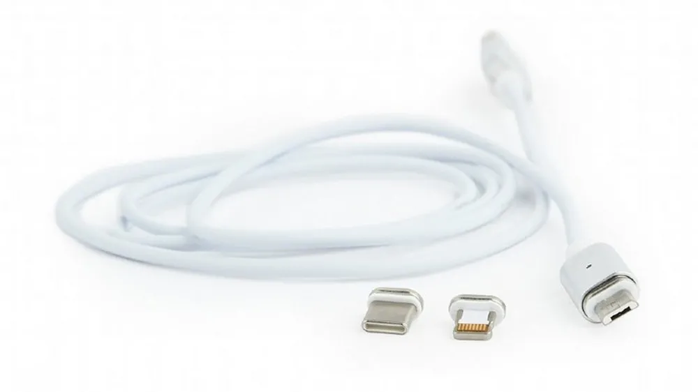 Адаптер для USB-кабеля Cablexpert CC-USB2-AMLM31-1M, USB Type-A/Micro USB, Type-C, Lighting, 1м, Серебристый