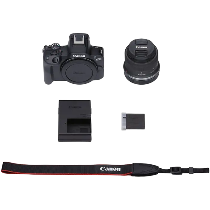 Aparat Foto Mirrorless Canon EOS R50 Black & RF-S 18-45mm f/4.5-6.3 IS STM KIT, Negru