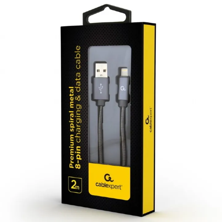 Кабель для зарядки и синхронизации Cablexpert CC-USB2S-AMLM-2M-BG, USB Type-A/Lightning, 2м, Серый