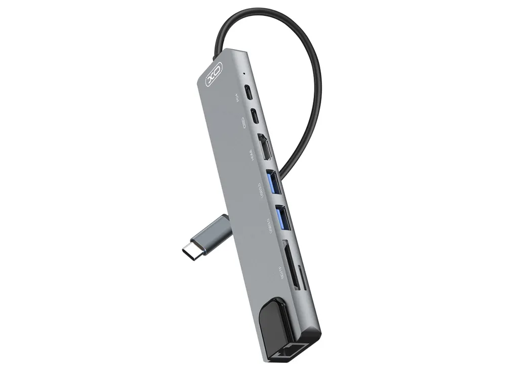 XO HUB003 USB-C adapter 8-in-1 (HDMMI+USB2*2+PD Cgarger+PD reader+card reader)