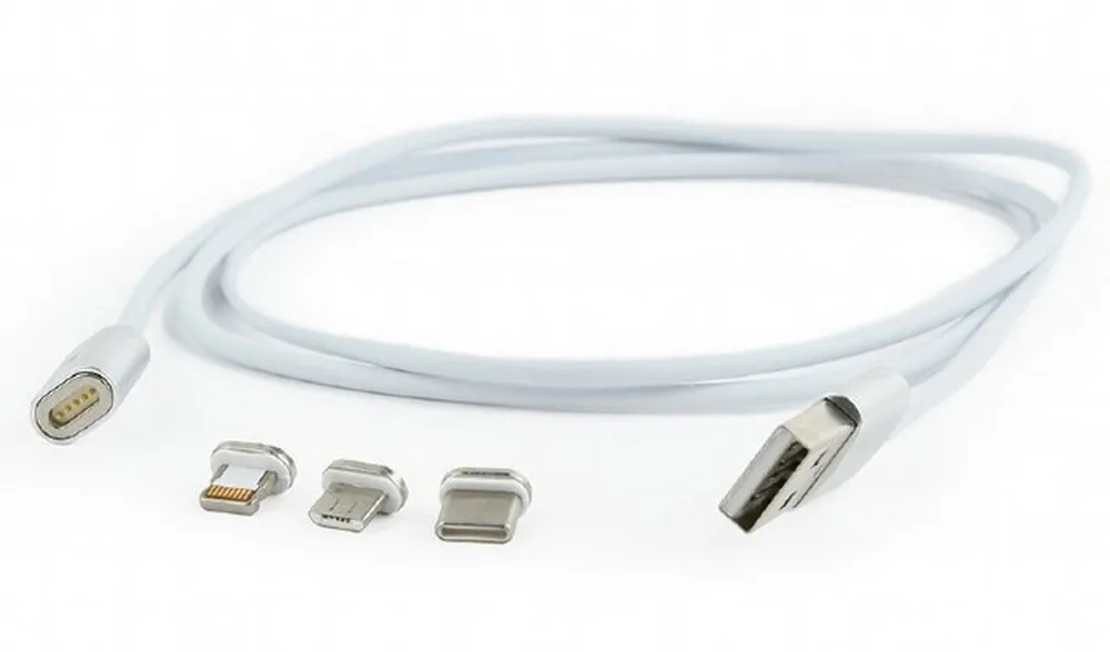 Адаптер для USB-кабеля Cablexpert CC-USB2-AMLM31-1M, USB Type-A/Micro USB, Type-C, Lighting, 1м, Серебристый