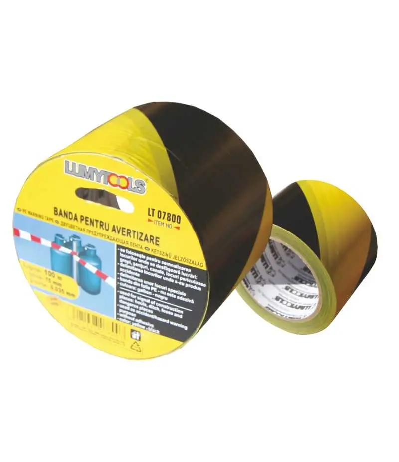 Banda avertizare galben/negru LUMYTOOLS 100m x 75mm