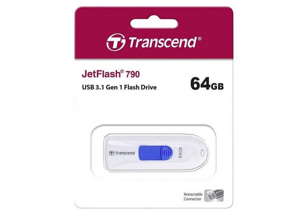 Memorie USB Transcend JetFlash 790, 64GB, Alb