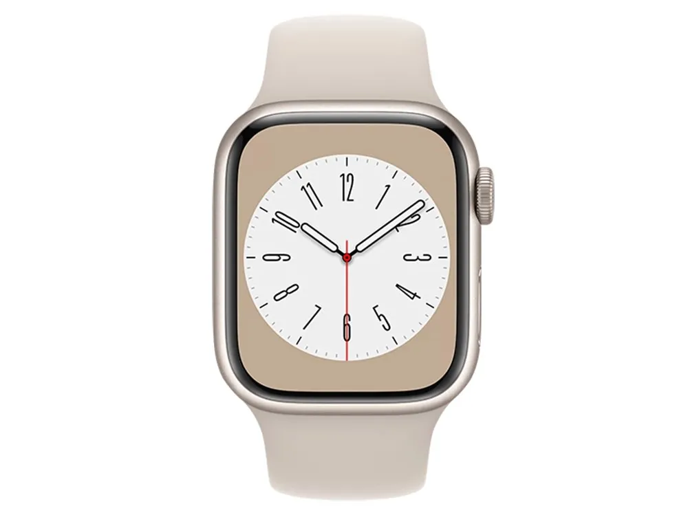 Apple Watch Series 8 GPS, 41mm Starlight Aluminium Case with Starlight Sport Band, MNP63