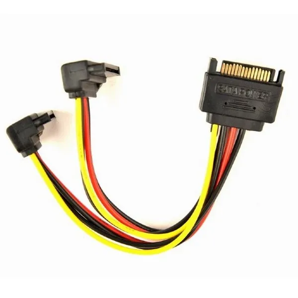 Cable SATA power splitter cable with angled output connectors, 0.15 m, Cablexpert CC-SATAM2F-02