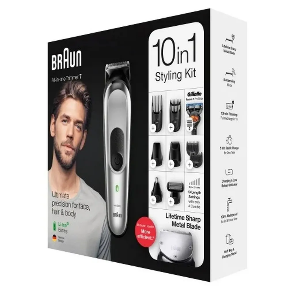 Мужской Триммер Braun 10-in-1 Trimmer MGK7220, Серебристый | Черный