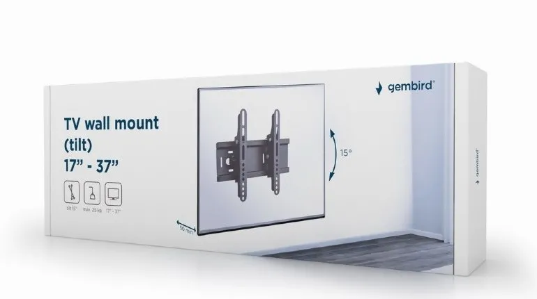 Suport înclinat pe perete Gembird WM-37T-01, Negru