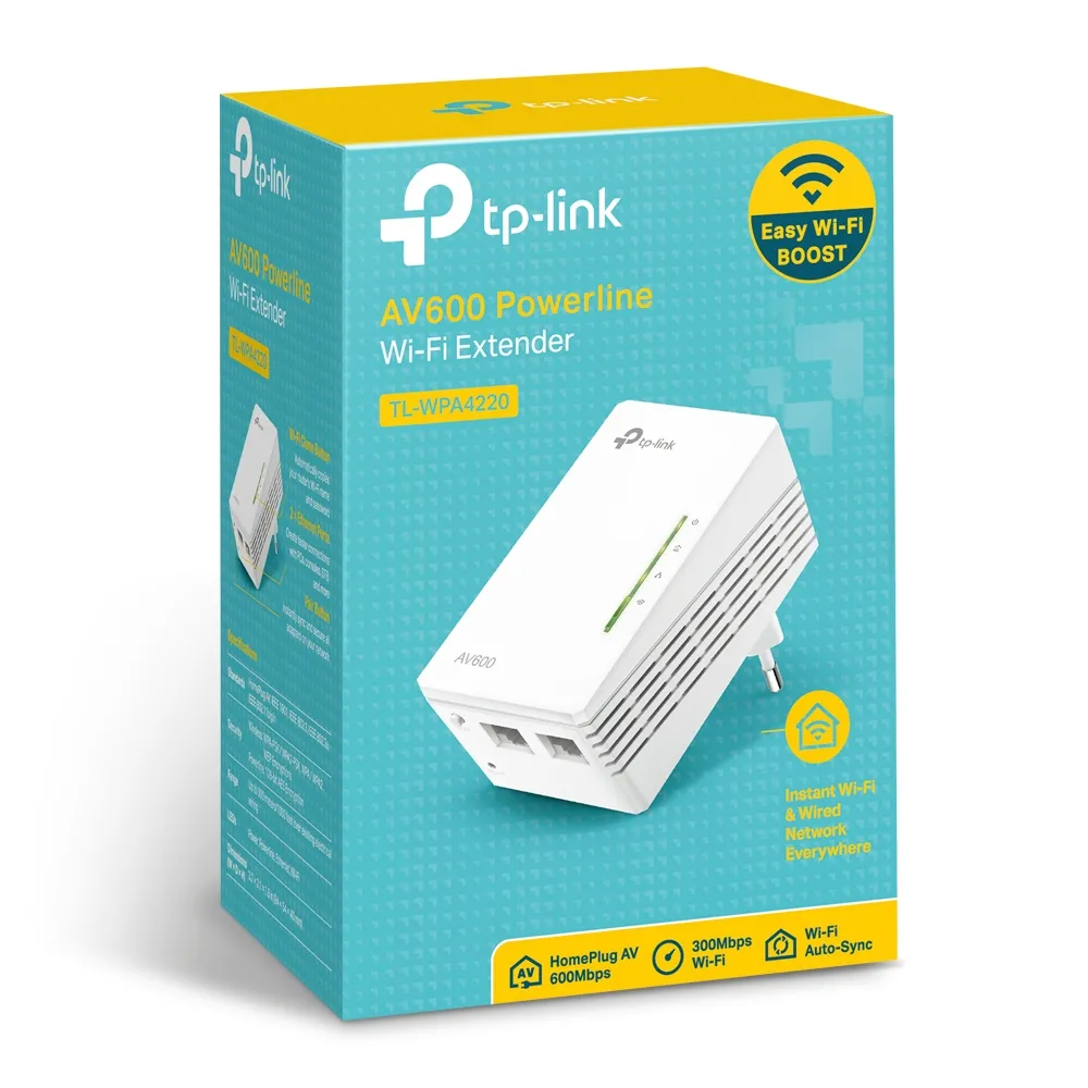 Powerline Adapter  TP-LINK TL-WPA4220, AV600, 600 Mbps, Alb