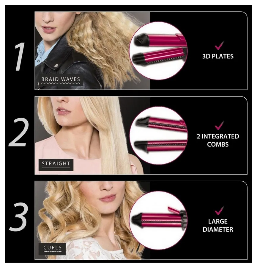 Плойка мультистайлер Rowenta Fashion Stylist CF4512F0, Чёрный | Розовый