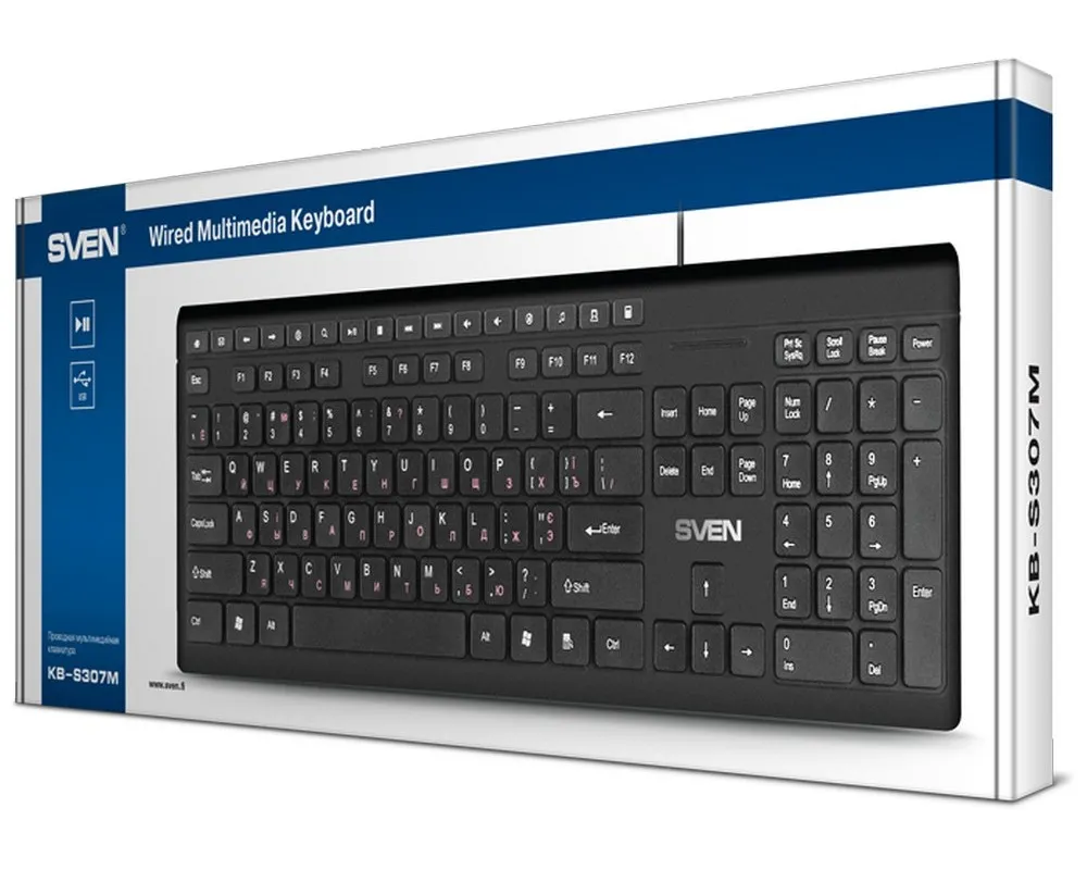 Tastatură SVEN KB-S307M, Cu fir, Negru