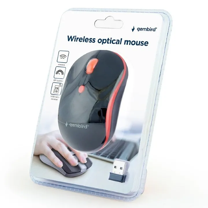 Mouse Wireless Gembird MUSW-4B-03-R, Negru/Rosu